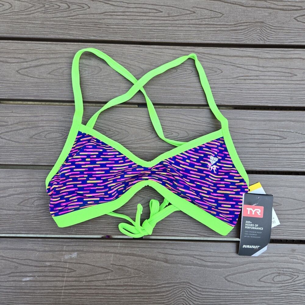 TYR Bikini Top Women Vitality Purple Tieback Performance  Bikini XS (0/2) New